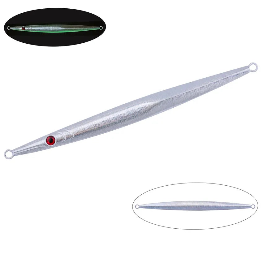 1pcs Metal Jig Lure 60g-300g Sea Fishing Long Strip Quick-Drawing Iron Plate Fish Fast Sinking And Slow Shaking Luminous Bait