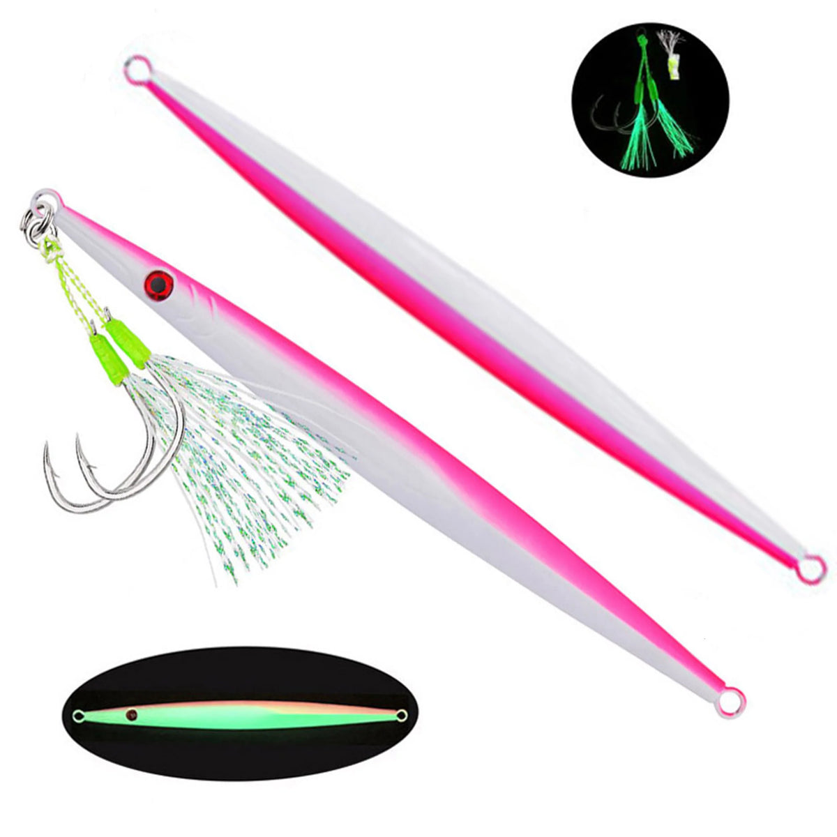 1pcs Metal Jig Lure 60g-300g Sea Fishing Long Strip Quick-Drawing Iron Plate Fish Fast Sinking And Slow Shaking Luminous Bait