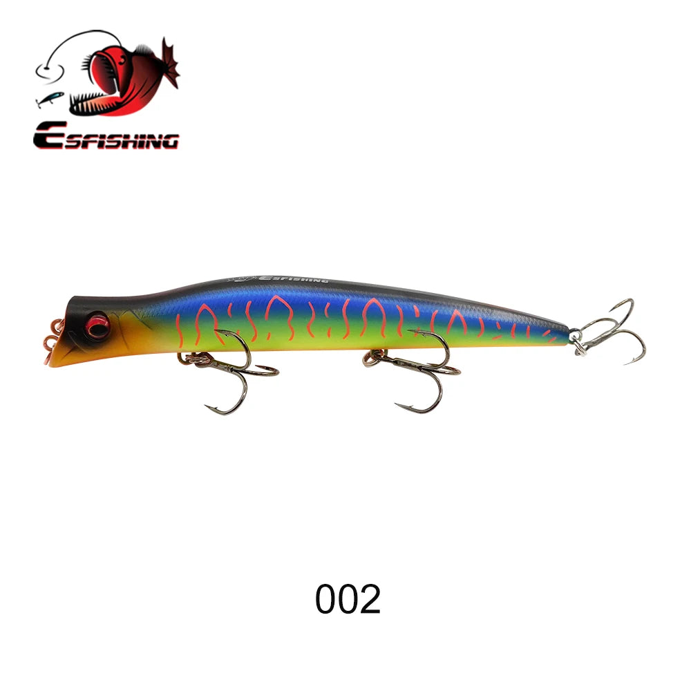 ESFISHING Floating Fishing Lures Surface Popper Darter King 13cm 17.5g Two Dive Professional Hard Baits Top Water