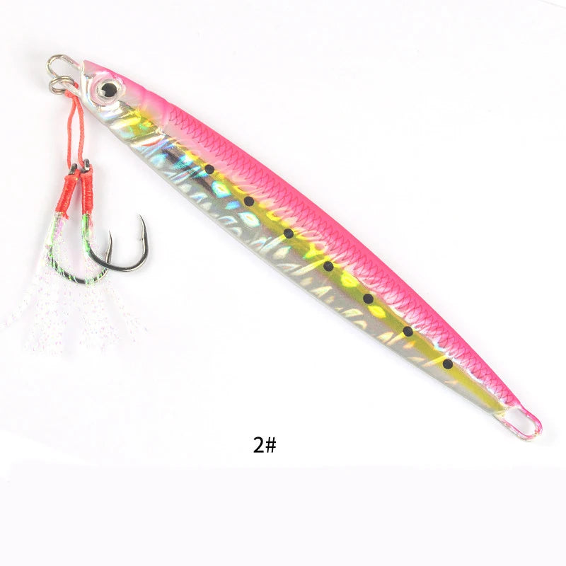 3D Metal Jig 60g 80g 100g 120g 150g 200g Sea Biomimetic Fish Iron Plate Bait Wobbler Fishing Lure Artificial Ocean Boat Fishing