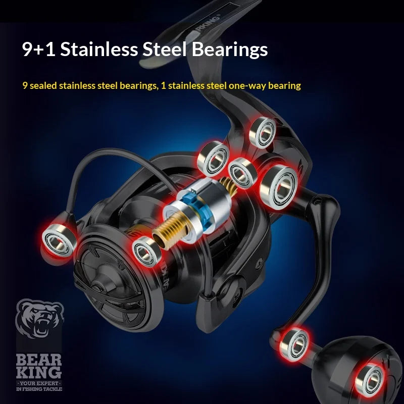 BEARKING Assassin 9+1 BB 5.2:1/4.7:1 Spinning Reel Saltwater Resistant Zinc Alloy Gear Metal Handle Sea Fishing