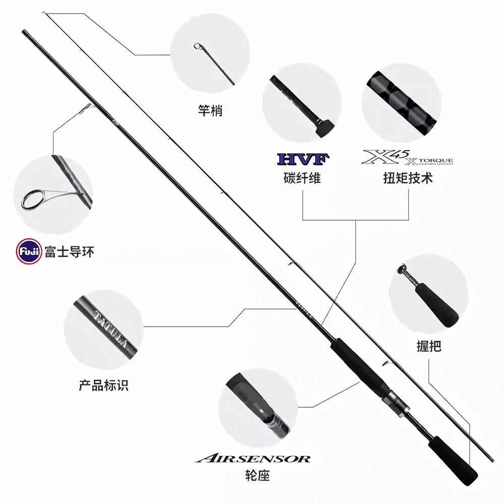 2024 DAIWA TATULA XT Fishing Rod Spinning/Casting Lure Bass Fishing Rod 2S Carbon Fiber Fast Action