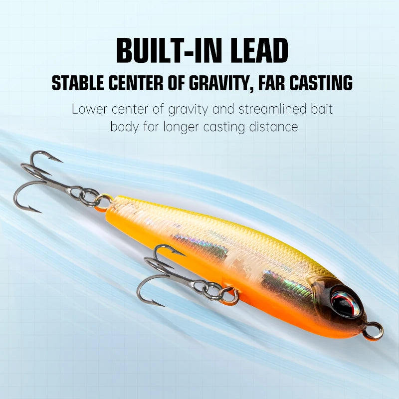 KINGDOM Micro Sinking Pencil Lure 40mm 4g Mini Fishing Bait Vibration Swing for Bass Trout Perch Fishing