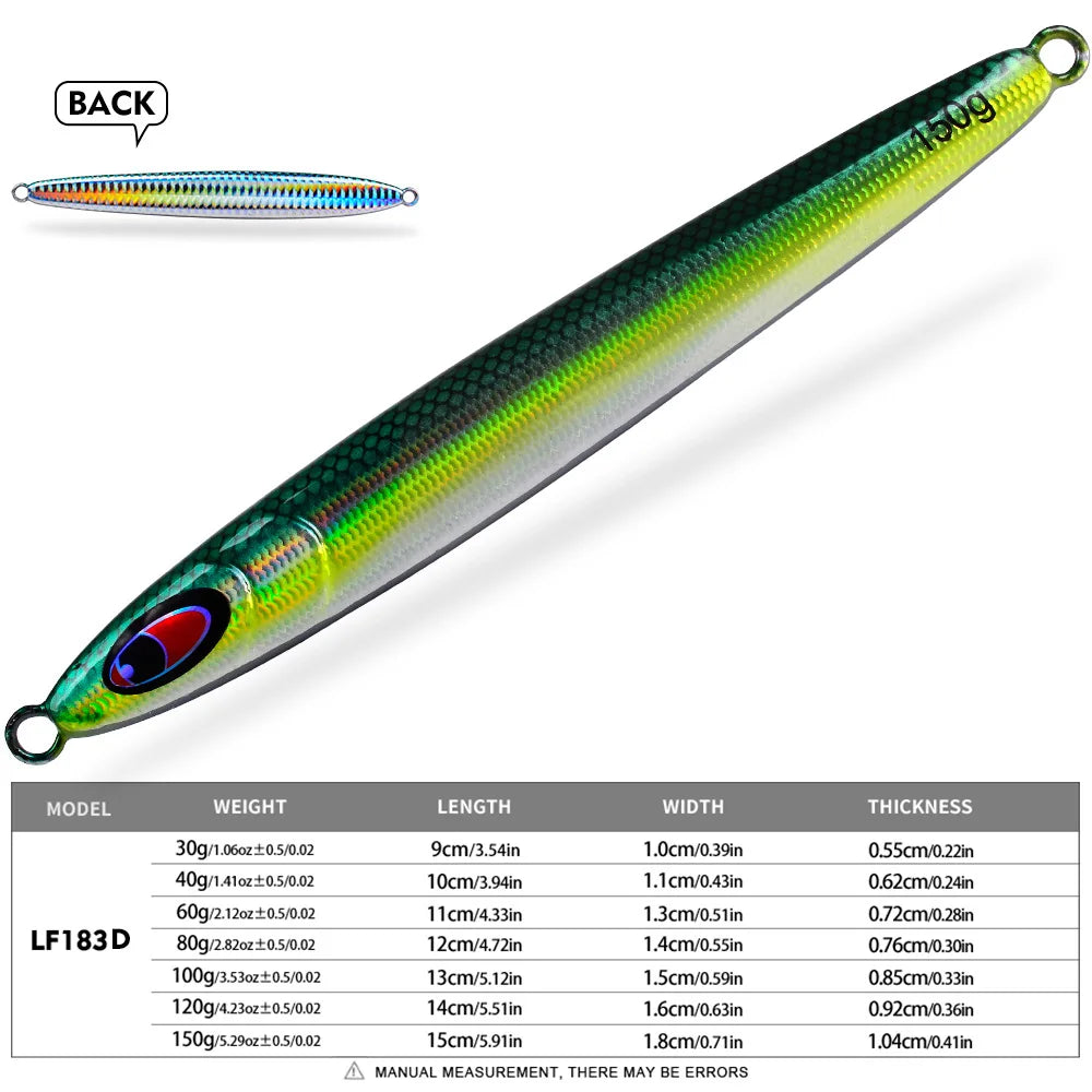 Proberos 30-150g Fish Scale 3D Eye Coating Hard Bait 1PC Metal Iron Plate Slow Pitch Jigging Artificial Bass Saltwater Fish Lure