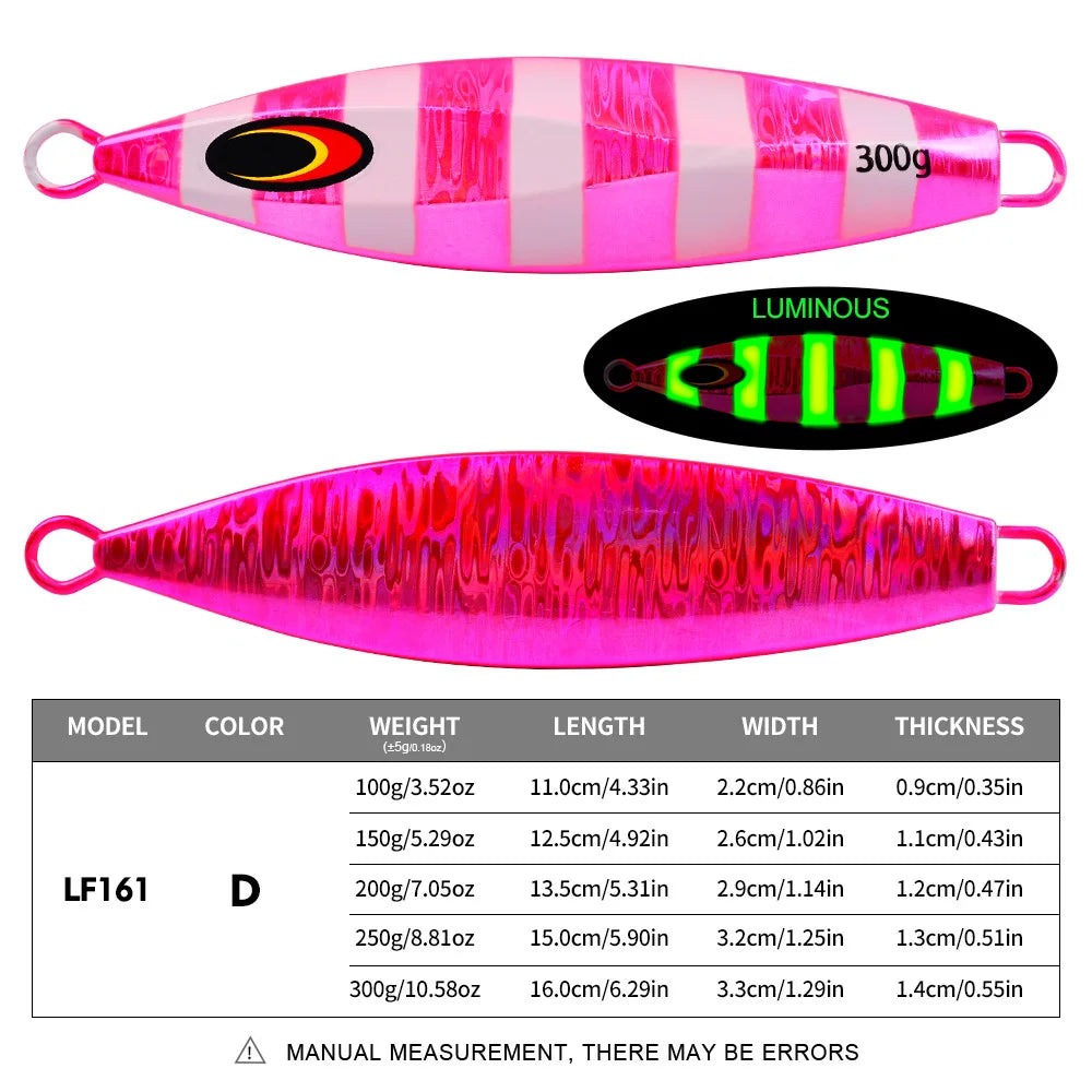 PROBEROS Slow Jigging Lure 100g-300g Deep Sea Spanish Mackerel Iron Jig for Trolling Boat Fishing Large Size Metal JIG