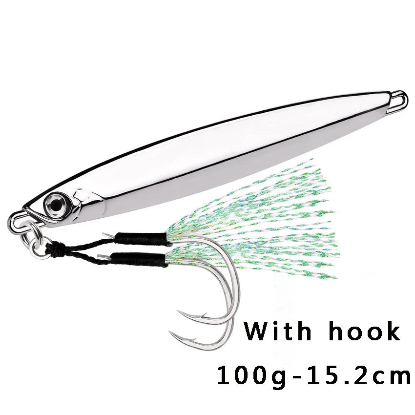 1pc Metal Jig Fihsing Lure Fast Jig 60g 80g 100g Bait Sea Biomimetic Fish Iron Plate Bait Wobbler Fishing Lures Sinking Jigbait