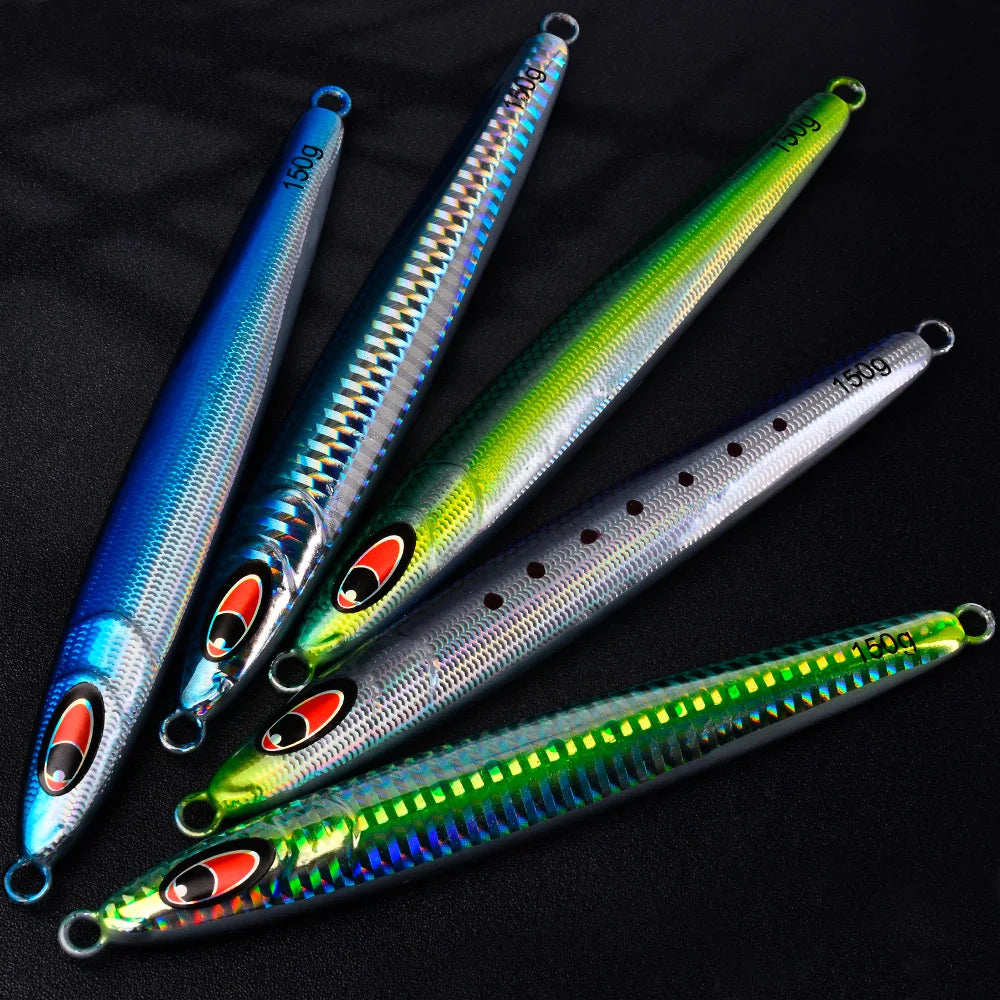 Proberos 30-150g Fish Scale 3D Eye Coating Hard Bait 1PC Metal Iron Plate Slow Pitch Jigging Artificial Bass Saltwater Fish Lure