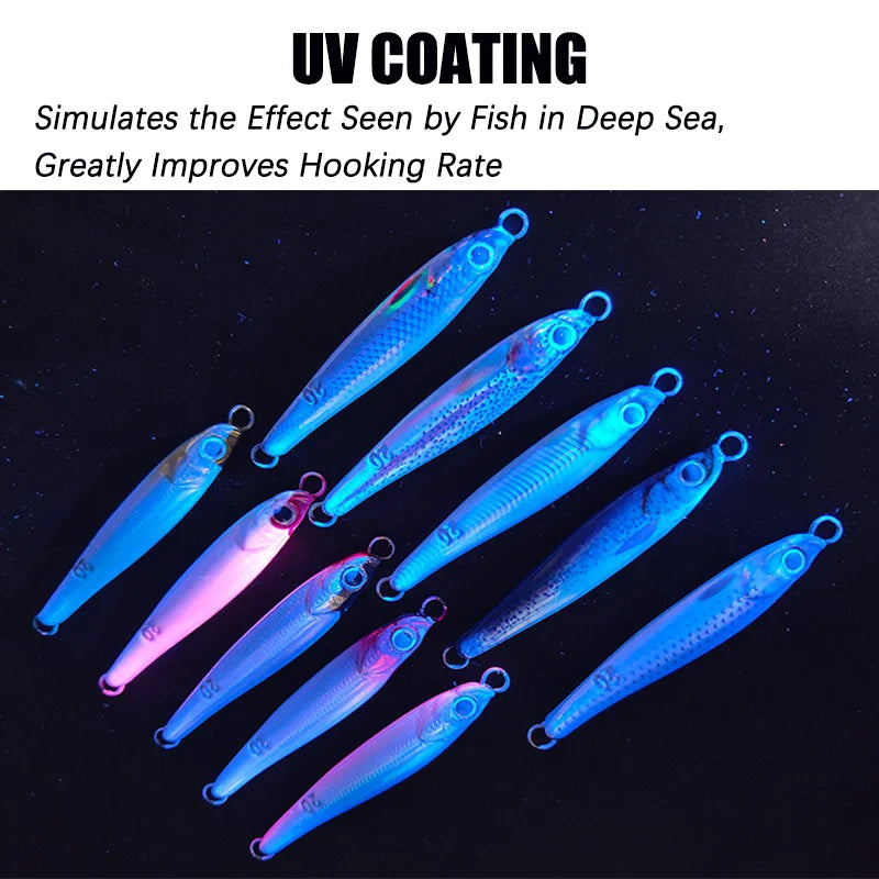 Metal Jig Fishing Lures 7g 10g 15g 20g 25g 30g 40g UV Coating Biomimetic Fish Iron Plate Bait Casting Jig Pike Bass Trout Tuna
