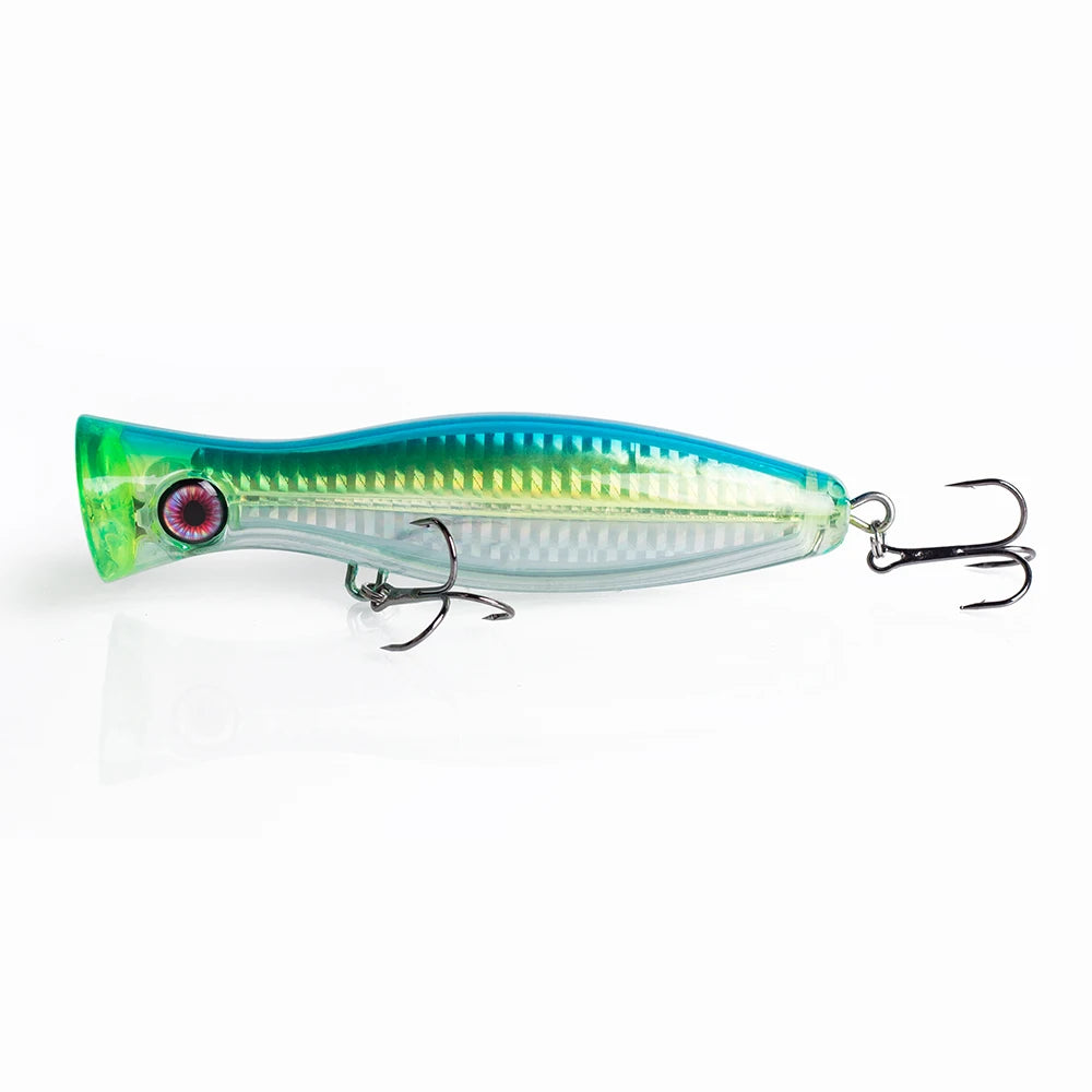 Hanlin Topwater Popper 120mm/40g  Floating Water Trolling Hard Plastic Baits Wobblers Artificial Fishing Lures Bass Pike Tackle