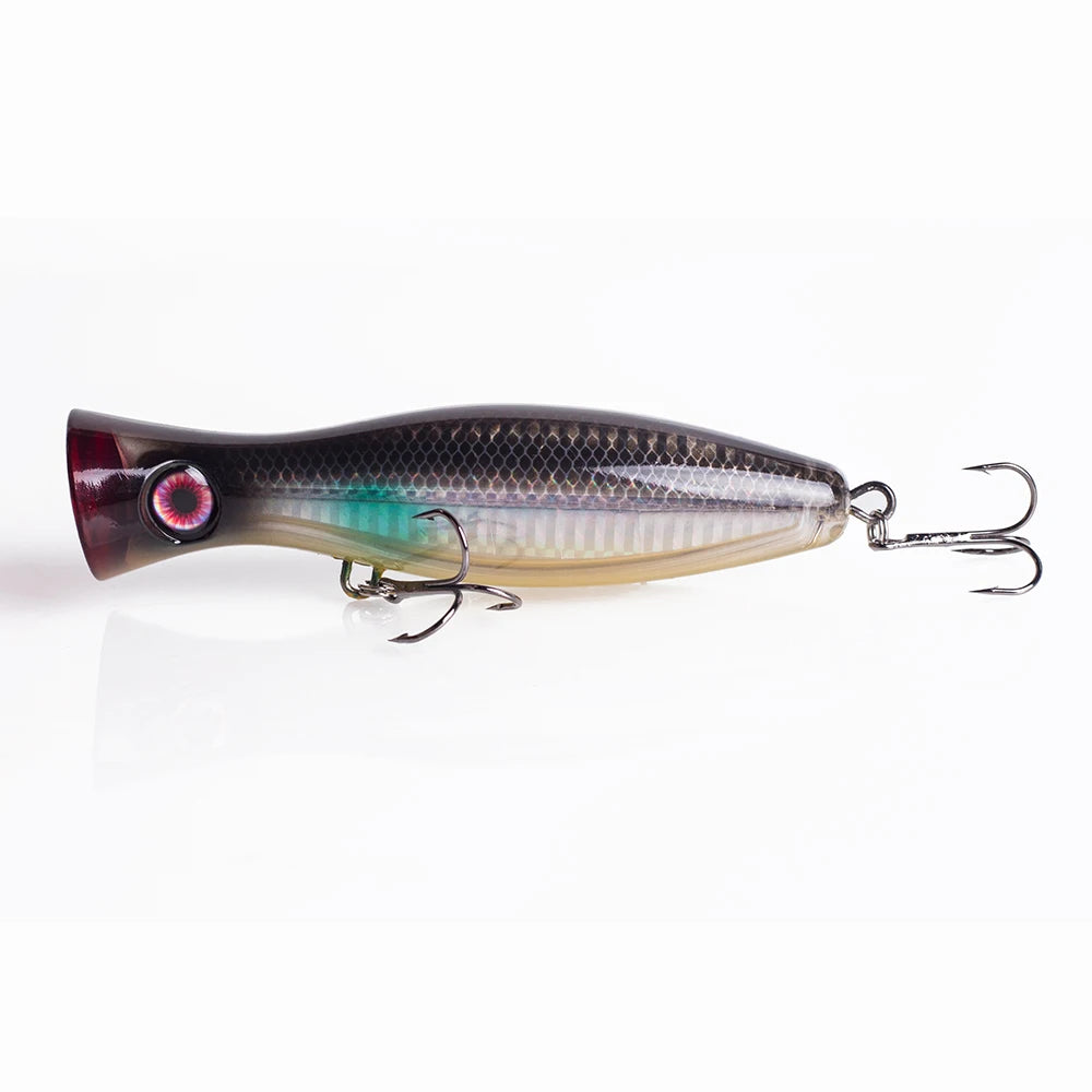 Hanlin Topwater Popper 120mm/40g  Floating Water Trolling Hard Plastic Baits Wobblers Artificial Fishing Lures Bass Pike Tackle