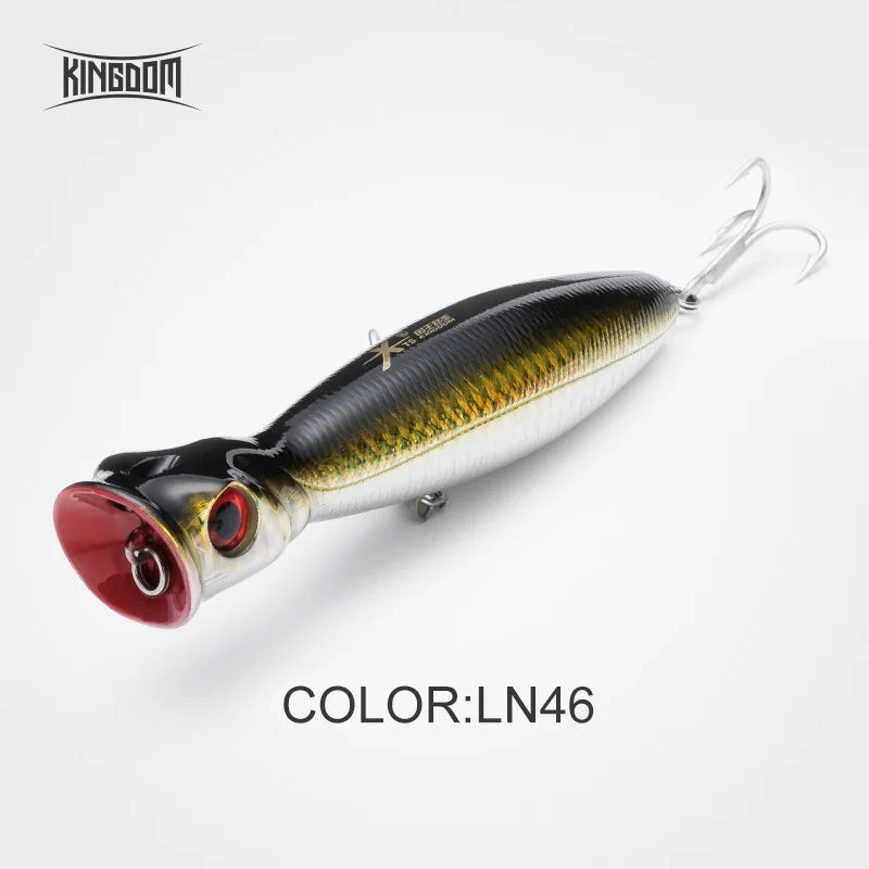 Kingdom Topwater Popper Fishing Lures 80mm 9.5g 100mm 16g 130mm 36g Hard Artificial Bait Floating Wobblers Fishing Tackle Baits