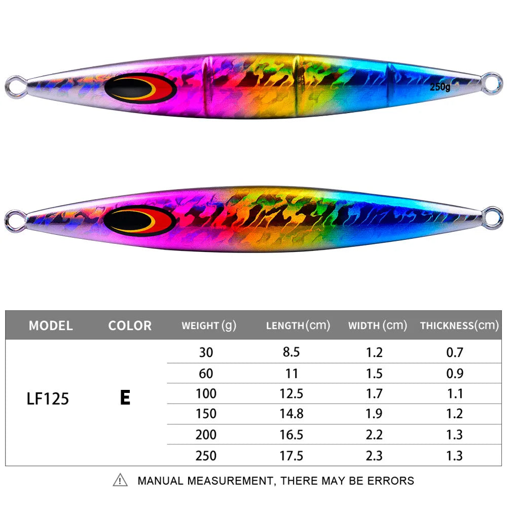 30g 60g 100g 150g 200g 250g Deep-sea Boat Fishing Sardine Slider Jigging Lure Long Cast Metal Jig Fishing Lure Sea Fishing Jigs
