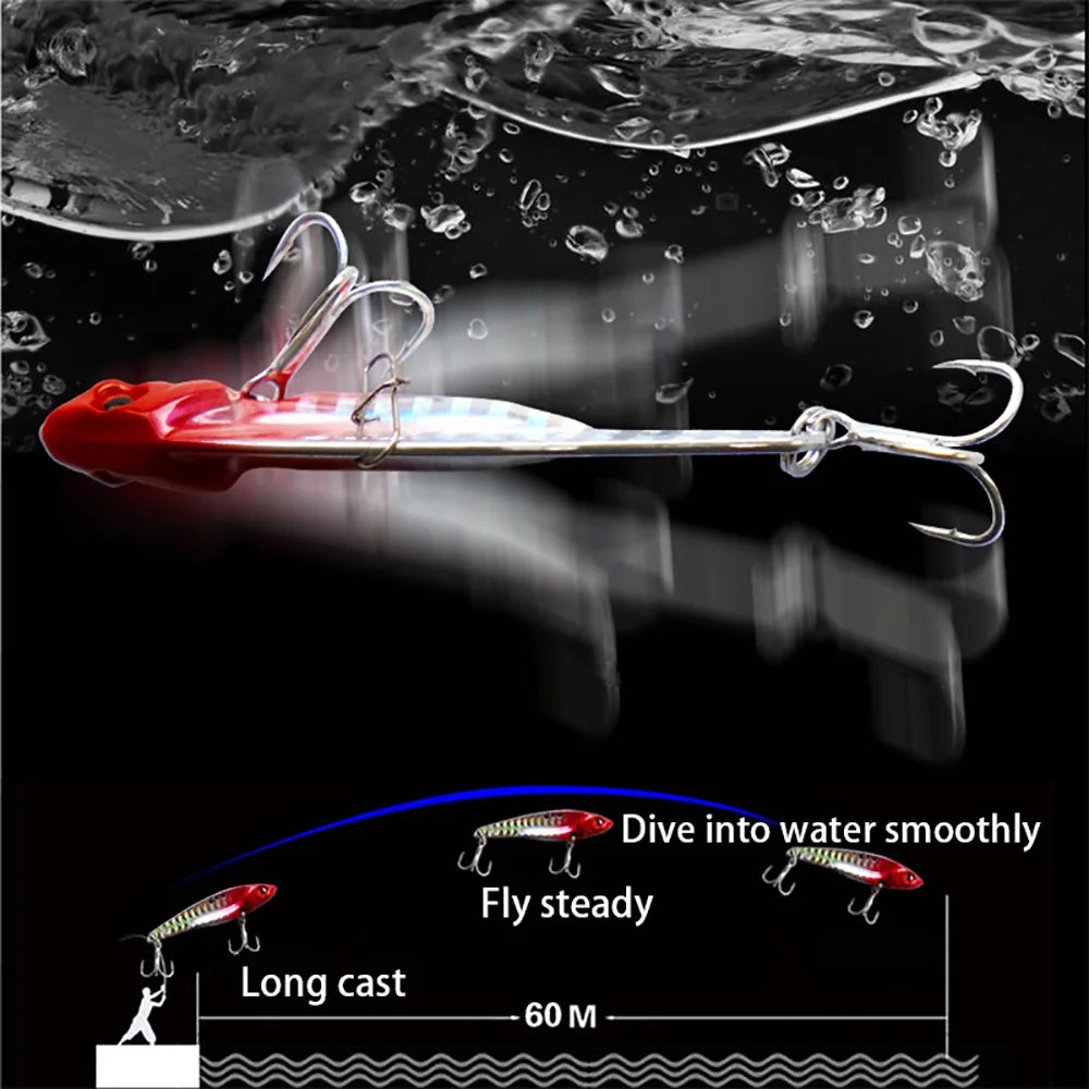 Metal Jig Bait 7g 10g 16g 20g VIB Spinner Spoon Sinking Blade Spinning Treble Hook Steel Popper Pesca Pike Carp Sea Fishing Lure