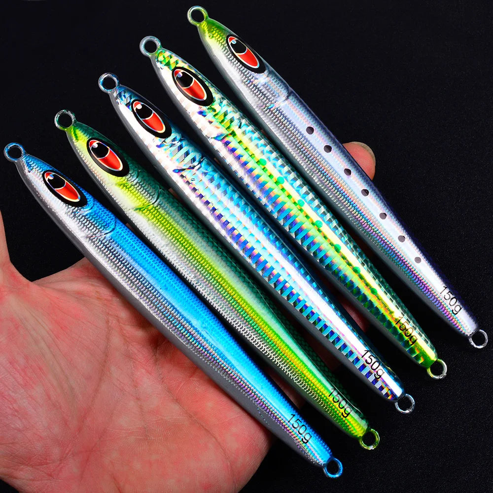 Proberos 30-150g Fish Scale 3D Eye Coating Hard Bait 1PC Metal Iron Plate Slow Pitch Jigging Artificial Bass Saltwater Fish Lure