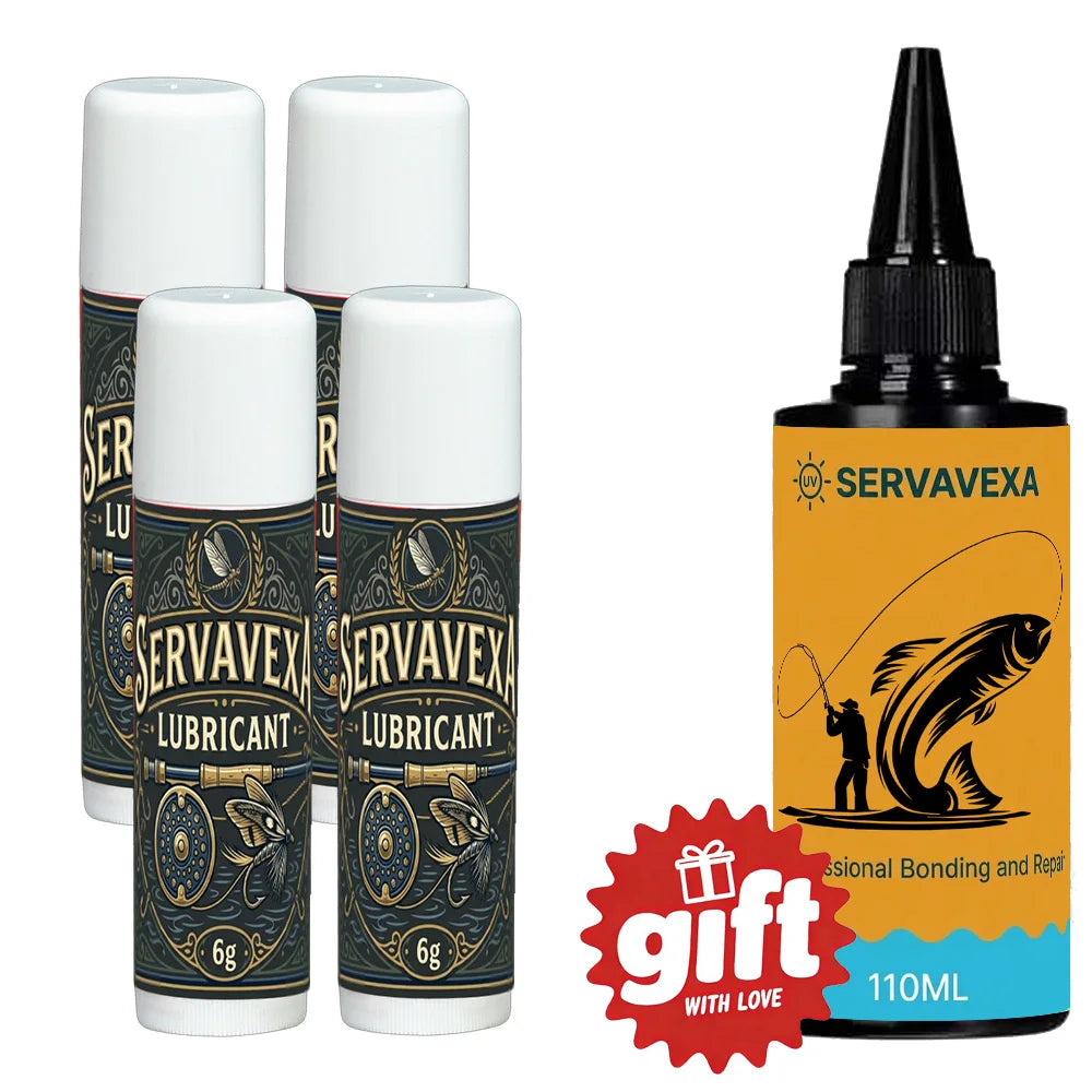 SERVAVEXA Fishing Gear Repair Kit: UV Cure Glue, Fast Dry Resin, UV Light & Lubricant – Pro Rod, Lure, Wader Fix & Maintenance