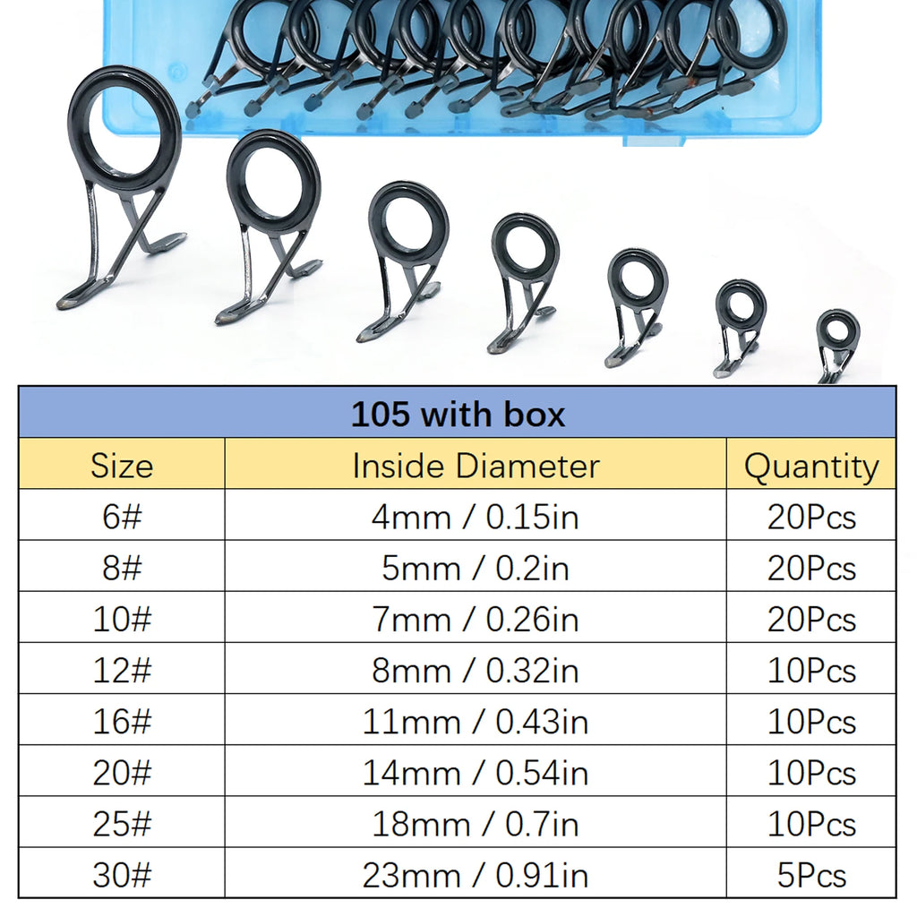 9KM Fishing Rod Guide 8~120Pcs Spinning Rod Repair Kit Stainless Steel Casting Rod Building Ceramics Ring Rod Replacement Set