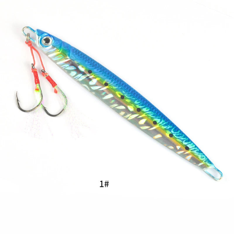 3D Metal Jig 60g 80g 100g 120g 150g 200g Sea Biomimetic Fish Iron Plate Bait Wobbler Fishing Lure Artificial Ocean Boat Fishing