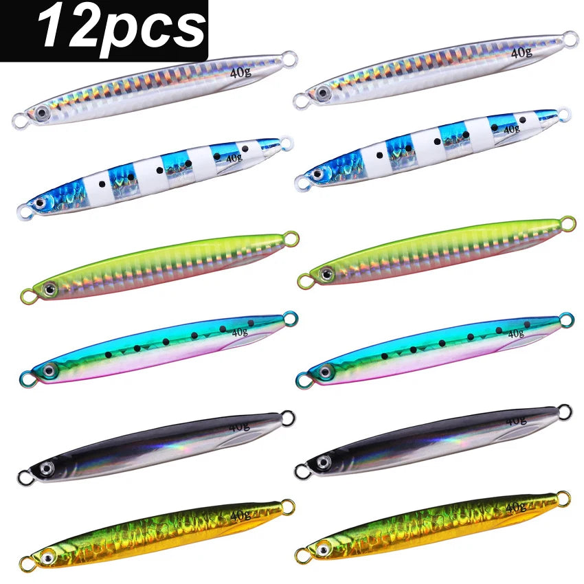 1/2/12pcs Jig Shore Jigging Spoon Casting Drag 7G 10G 14G 17G 21G 30G 40G SeaBass Lure Artificial Bait Fishing Gear