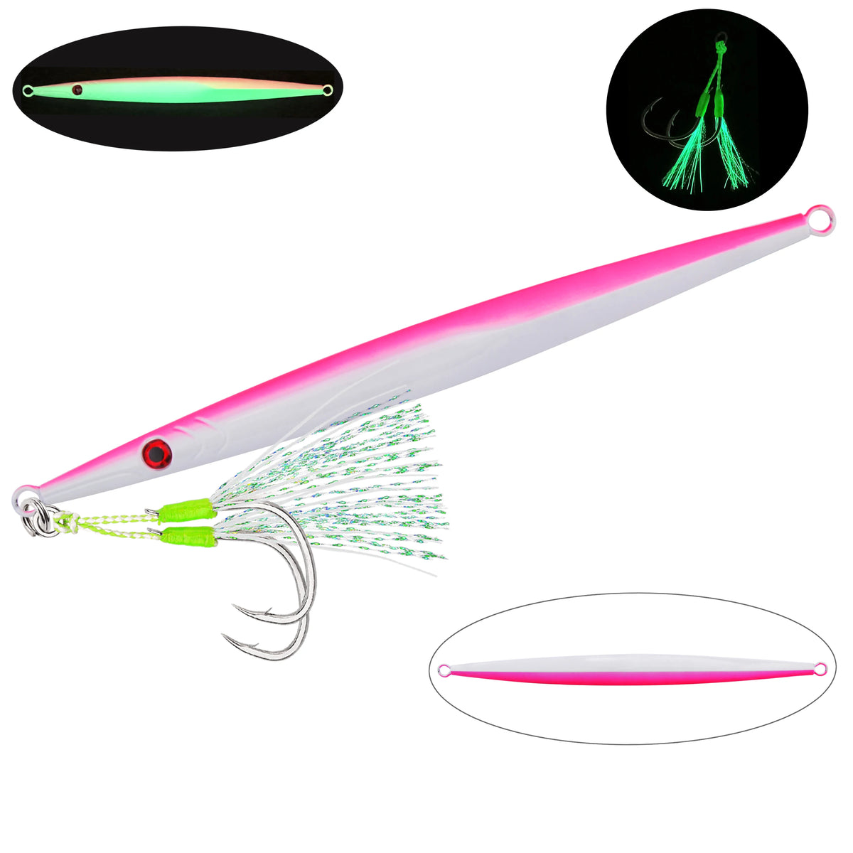 1Pc 60g 80g 100g 160g 250g 300g Luminous Metal Fishing Jig Iron Plate Long Cast Fast Sinking Trolling Hard Lure