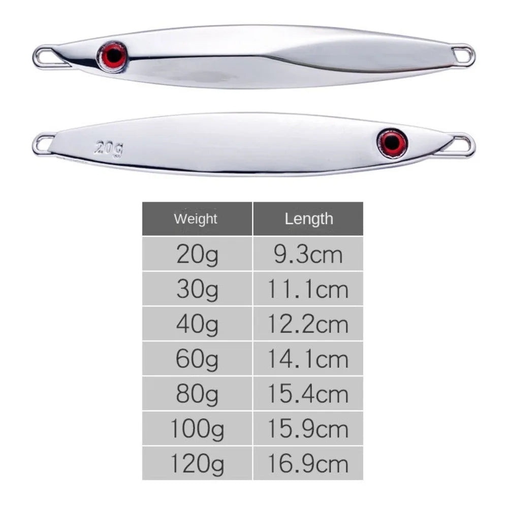 Accessories Zinc Alloy Fishing Lure 20g 30g 40g 60g 80g 100g 120g Silver Metal Jig Lure Spinning Baits Fishing