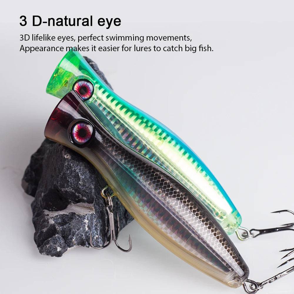 Hanlin Topwater Popper 120mm/40g  Floating Water Trolling Hard Plastic Baits Wobblers Artificial Fishing Lures Bass Pike Tackle