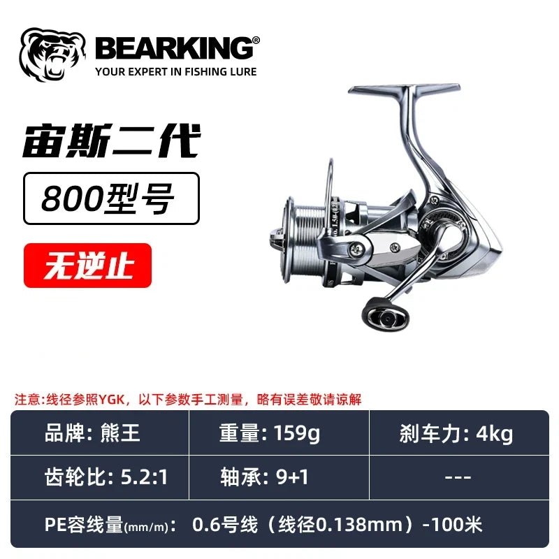 BEARKING Zeus Gen2 9+1BB 5.2:1 Spinning Reel Zero Gear Vibration Stainless Bearing High Temp Carbon Drag Micro All-round Fishing