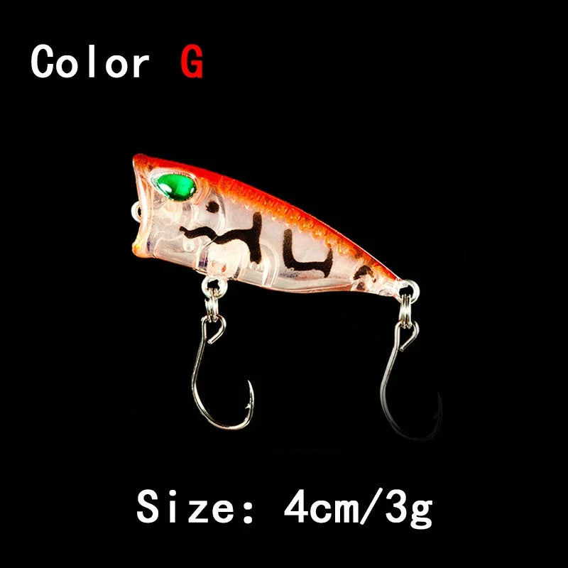 New 1pcs 4cm 3g mini Popper Hard Bait Minnow Fishing Lure Crankbait Wobbler Tackle Isca Poper Floating Top Water pike Lures
