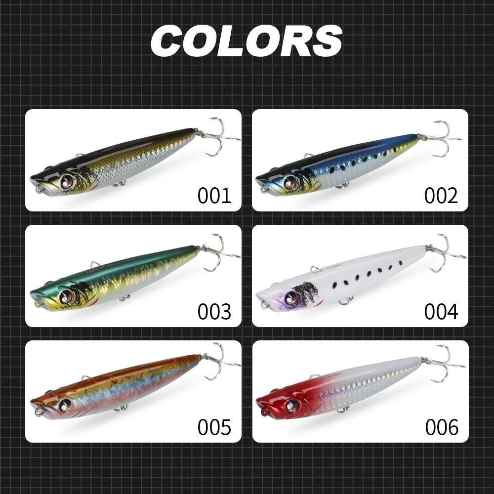 Hunthouse Popper Pencil Fishing Lure Pop Walker Topwater Floating Hard Bait 90mm/11.6g Surface WTD Saltwater Bass Fish Tackle