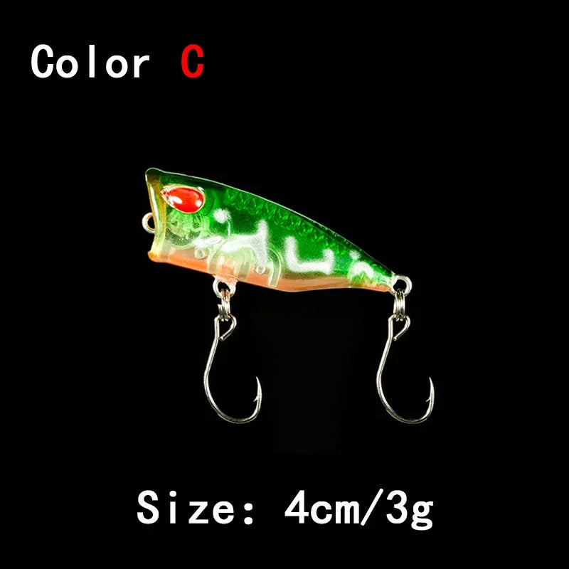 New 1pcs 4cm 3g mini Popper Hard Bait Minnow Fishing Lure Crankbait Wobbler Tackle Isca Poper Floating Top Water pike Lures