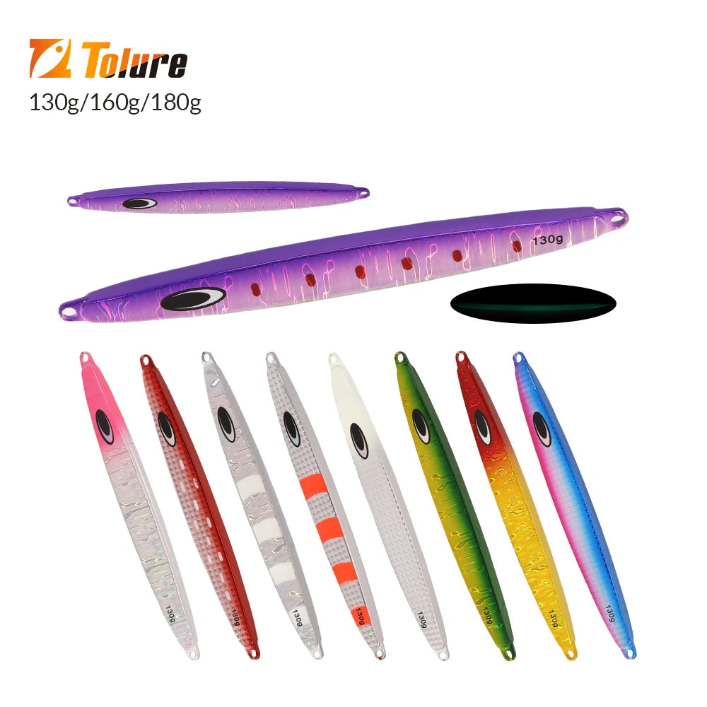 TOLU Nature Boy Iron Fast Sinking Metal Fishing Jig 130g/160g/180g 9 Colors Saltwater Deepsea Fishing Lures