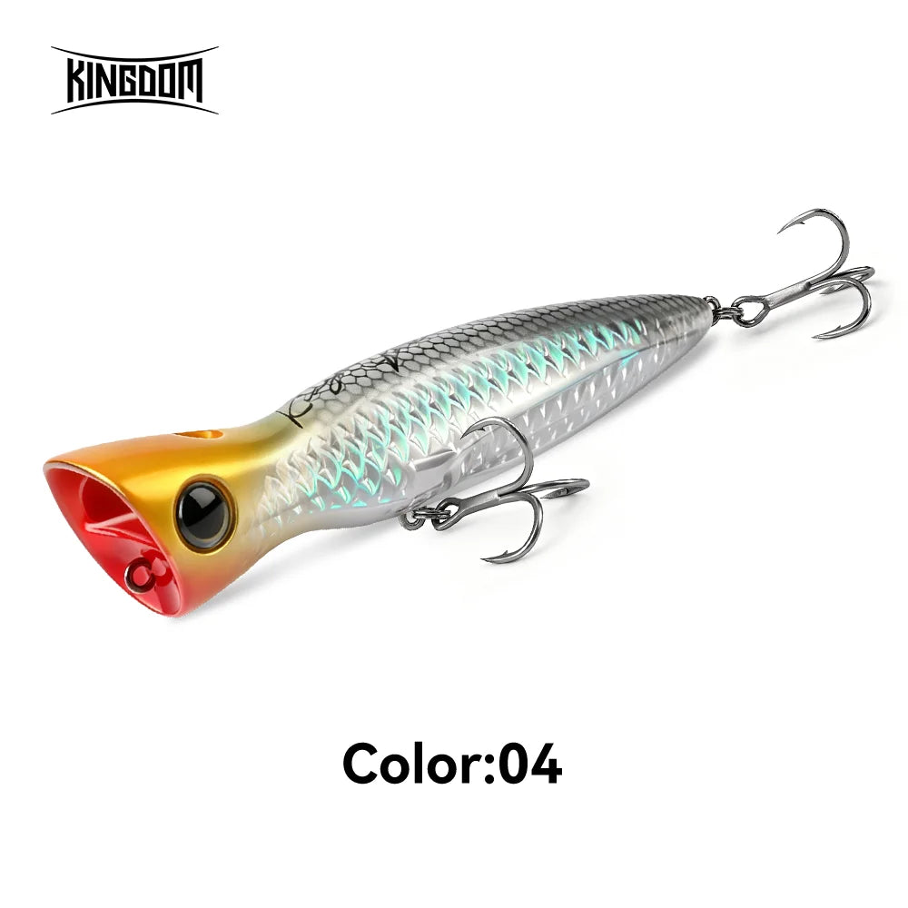 KINGDOM BASSTAOR 005 Topwater Popper Fishing Lure 95mm 110mm 130mm Hard Bait Seabass Lure Saltwater Long Casting Artificial Bait