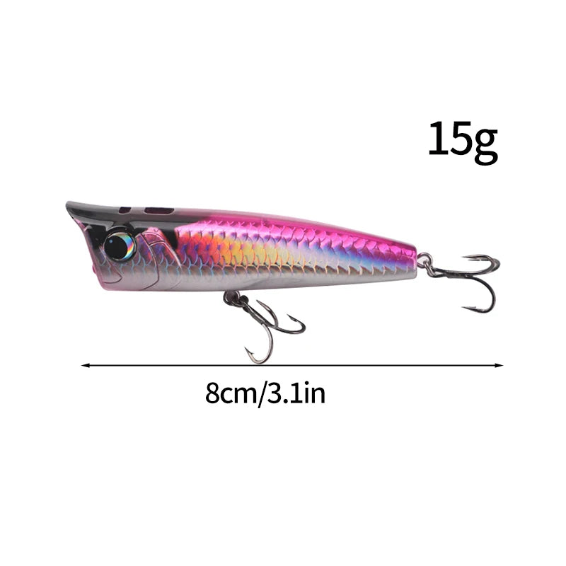 1pc Popper Mare Spinning Fishing Lures15/20g Topwater Popper Artificial Hard Baits Saltwater Topwater Bait for Bass Pike Lures