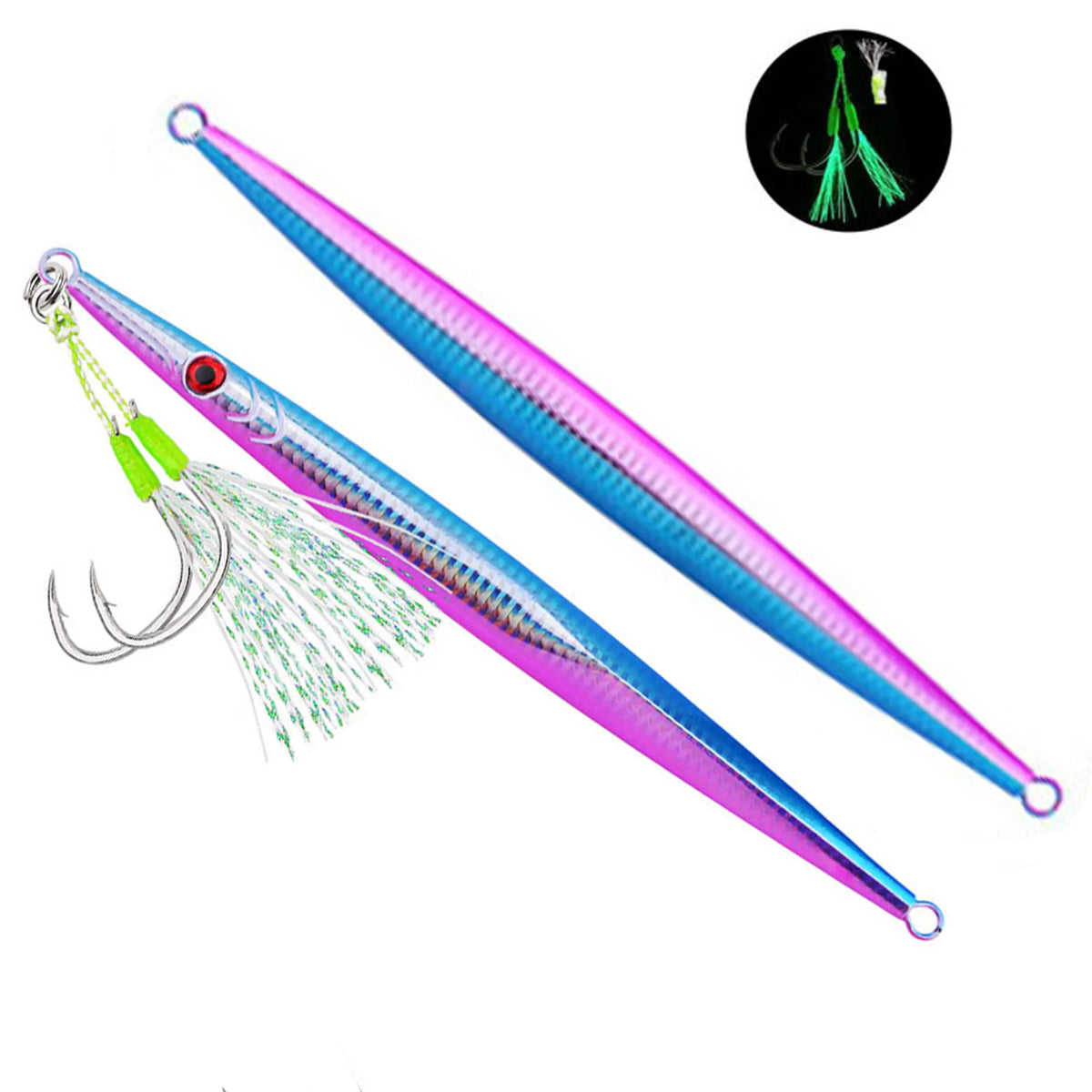 1pcs Metal Jig Lure 60g-300g Sea Fishing Long Strip Quick-Drawing Iron Plate Fish Fast Sinking And Slow Shaking Luminous Bait