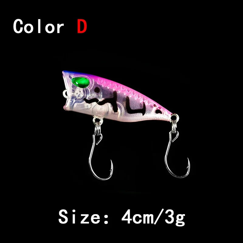 New 1pcs 4cm 3g mini Popper Hard Bait Minnow Fishing Lure Crankbait Wobbler Tackle Isca Poper Floating Top Water pike Lures