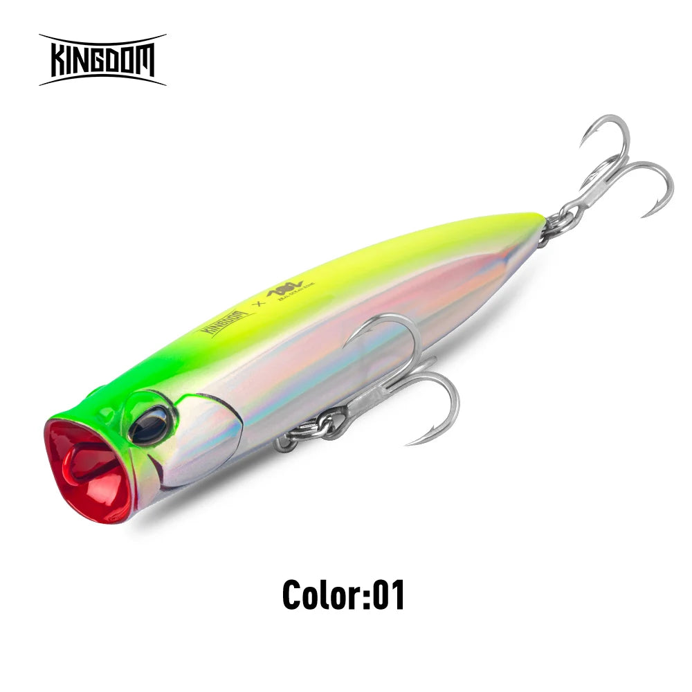 KINGDOM Floating Popper Fishing Lure 135mm 160mm 190mm Topwater Hard Bait  Transparent Popper Wobbler for Saltwater Bass Fishing