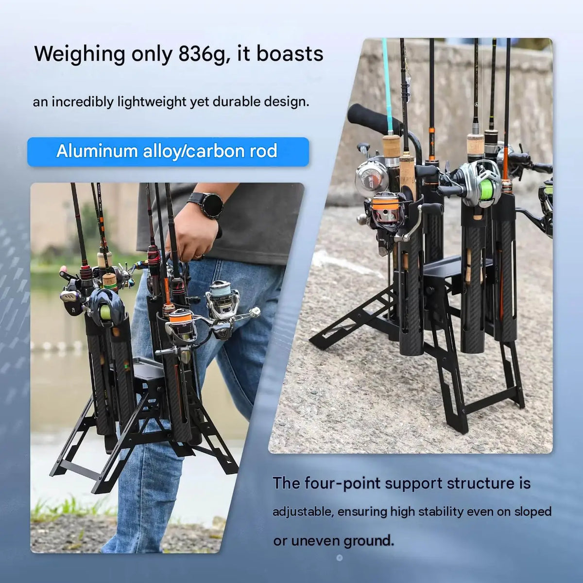 Gomexus P6 Rod Stand for Area Trout, Carbon, 6-Piece Storage Foldable New Others Condition