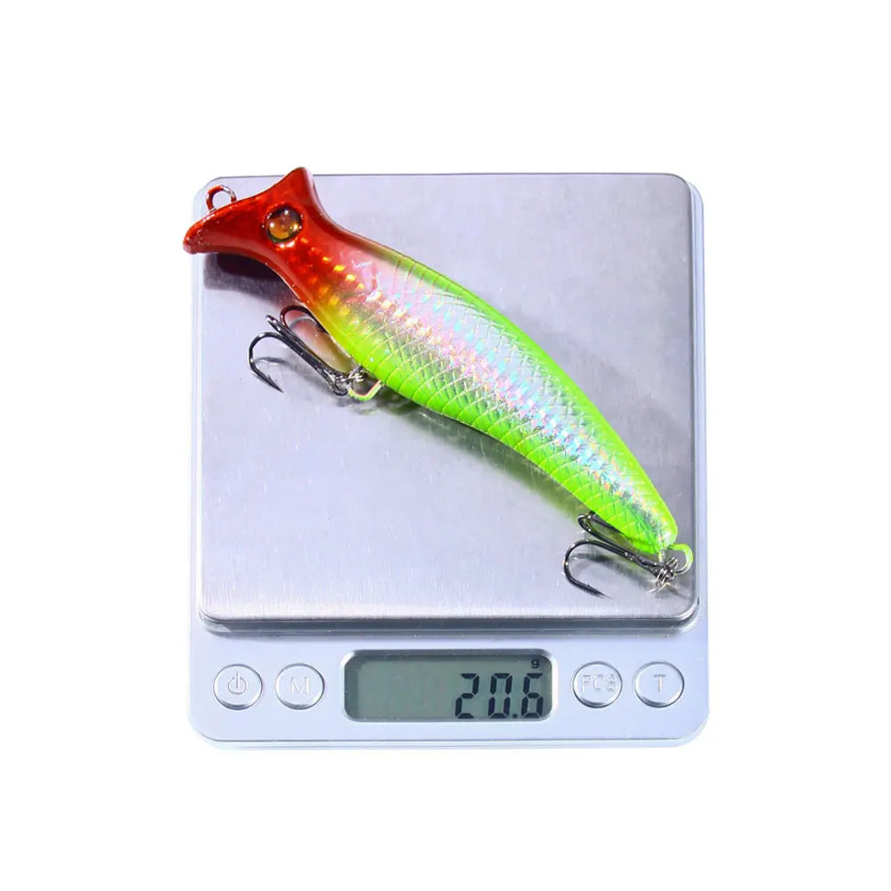 1pc Fishing Lures Topwater Popper Bait 12.5cm 20g Hard Bait Artificial Wobblers Plastic Fishing Tackle with 6# Hooks