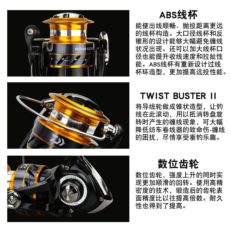 DAIWA Fishing Reel MISSION CS 2000-4000 New Size ABS Machined Aluminium Spool 2KG-6KG Power 3+1BB