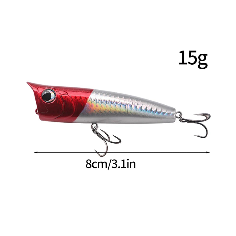 1pc Popper Mare Spinning Fishing Lures15/20g Topwater Popper Artificial Hard Baits Saltwater Topwater Bait for Bass Pike Lures