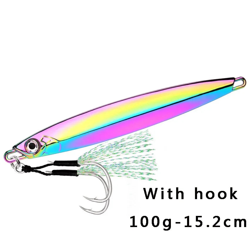 1pc Metal Jig Fihsing Lure Fast Jig 60g 80g 100g Bait Sea Biomimetic Fish Iron Plate Bait Wobbler Fishing Lures Sinking Jigbait