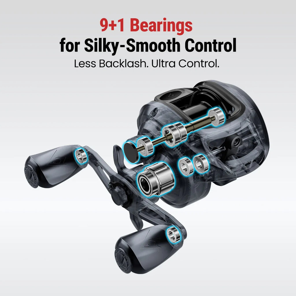 PISCIFUN Torrent Lite Ultra-Light Baitcasting Reel 7.1:1 Gear Ratio, 9+1 Bearings, Carbon Body, 6kg Drag, 157g Lightweight Reel