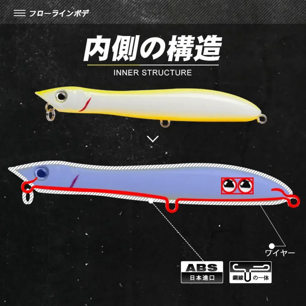 Patchinco Fishing Lure 140mm 26g Topwater Pencil Popper Wobbler For Fishing Seabass Top Water Baits Saltwater Surface Lures