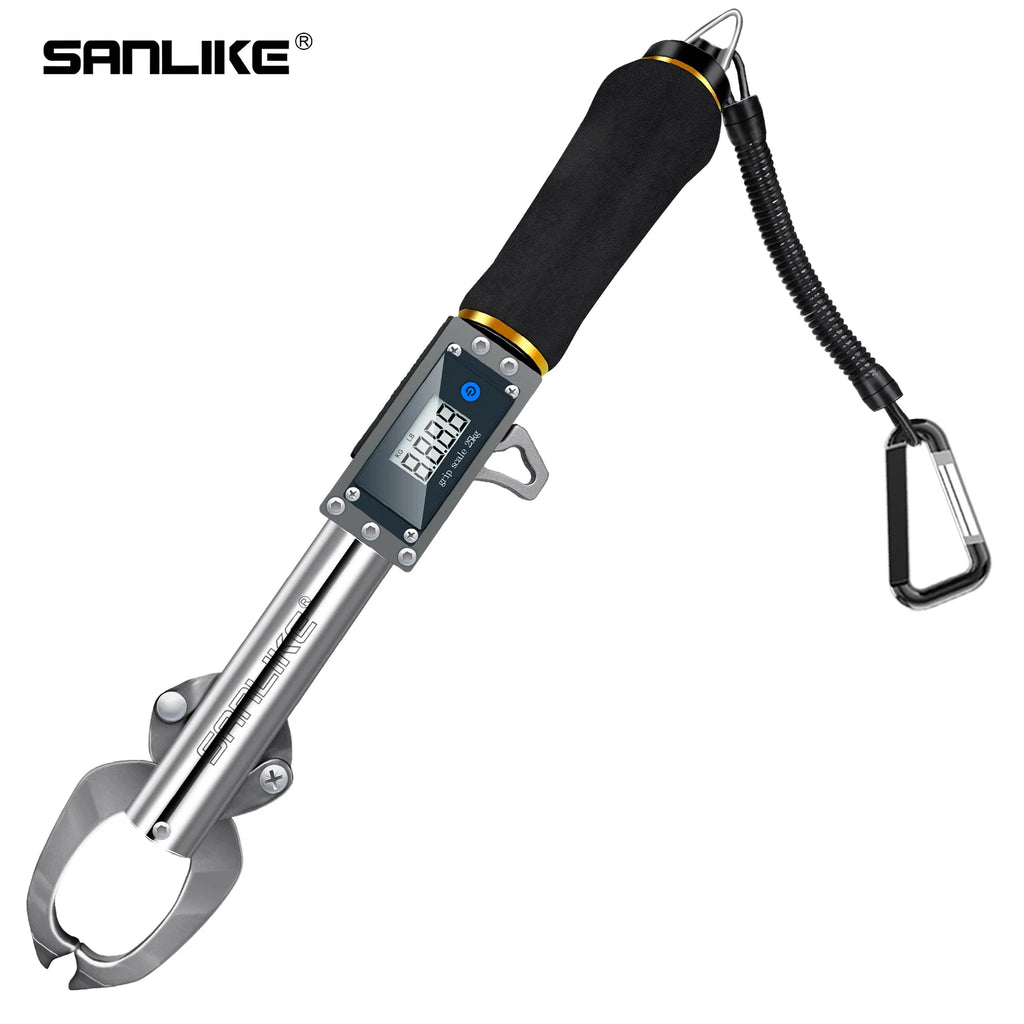 SANKILE Digital Fish Lip Clip With Weight Scale 360° Rotating Stainless Steel Waterproof KG/LB Switchable Fishing Accessories