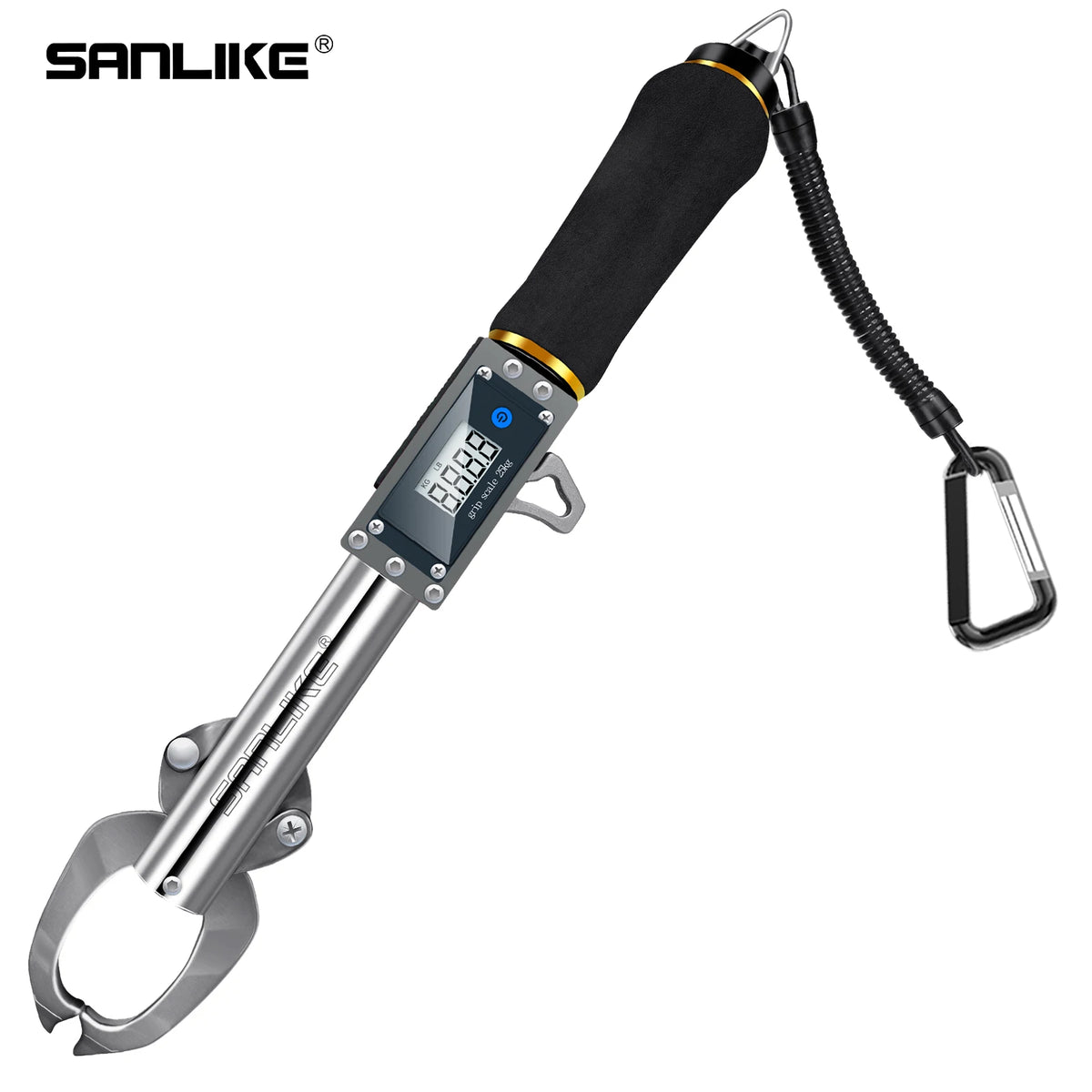 SANKILE Digital Fish Lip Clip With Weight Scale 360° Rotating Stainless Steel Waterproof KG/LB Switchable Fishing Accessories