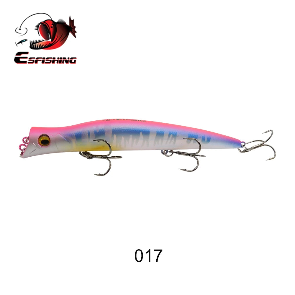 ESFISHING Floating Fishing Lures Surface Popper Darter King 13cm 17.5g Two Dive Professional Hard Baits Top Water