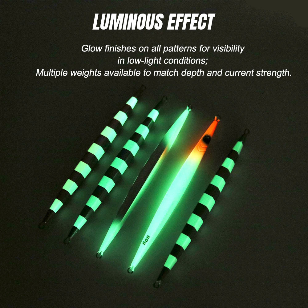 JIGGINGPRO Needle Metal Jig 60g 80 100g Sea Fishing Long Strip Quick-Drawing Iron Plate Fish Fast Sinking Vertical Jigging Lure
