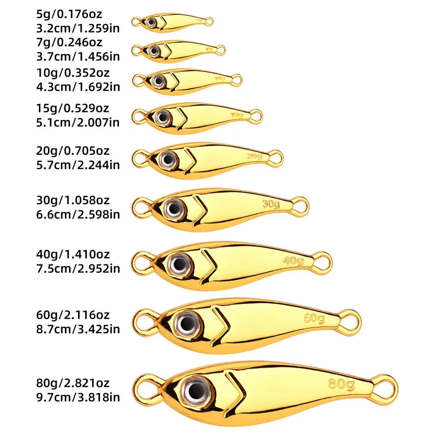 10pcs Zinc Alloy Fishing Lures 3D Eyes Metal Jig Lures Spinning Baits Sinking Minnow Baits Fishing Tackle 30g 40g 60g 80g