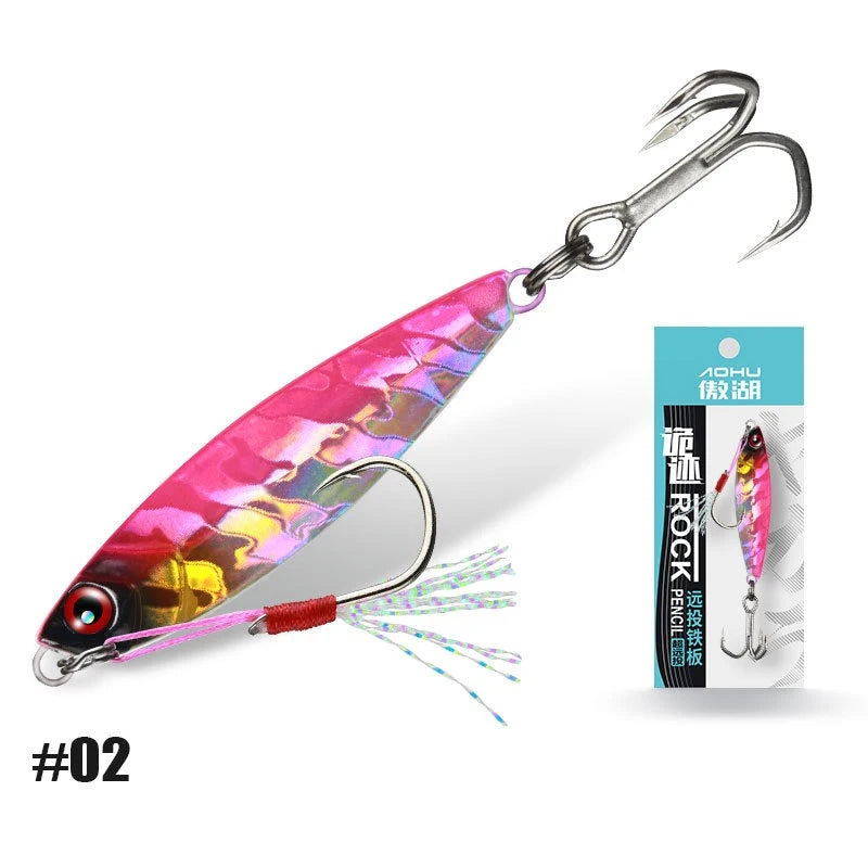 Iron Plate Jig Baits Shore Cast Fishing Lures 7g 10g 15g 20g Laser Spoon Jigging Wobble Bait Metal Sinking Bait for Bass Pesca