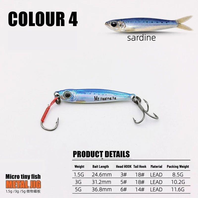 2026 New Micro Metal Jig 3g 5g Mini VIB Lure Sinking Iron Plate Spoon Casting Sequin Baits Ultralight Bass Trout Fishing Gear