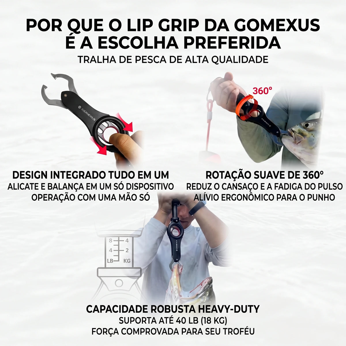 Gomexus Fishing Lip Gripper with Scale Max 40lbs Scale for Safe Handling Fish Easy Hook Removal-Ideal Fishing Gifts for Meng